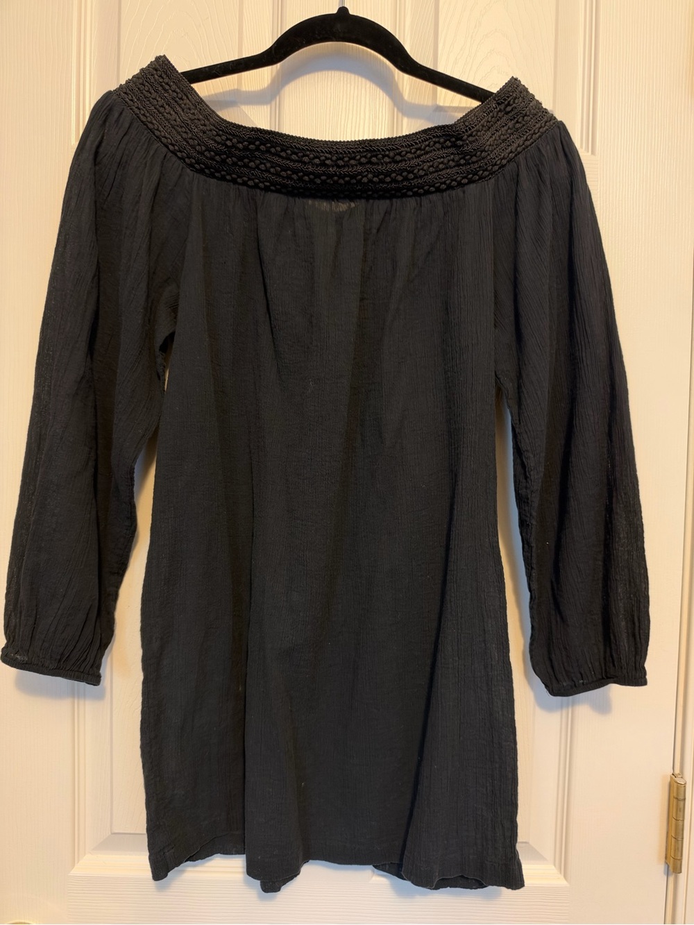 Laundry By Shelli Segal Black Off-Shoulder Peasant Tunic